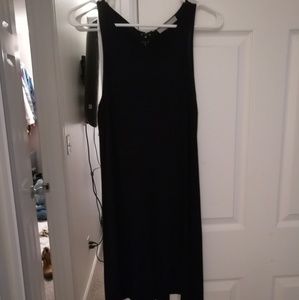 Black Knee Length Lace Up Back Dress